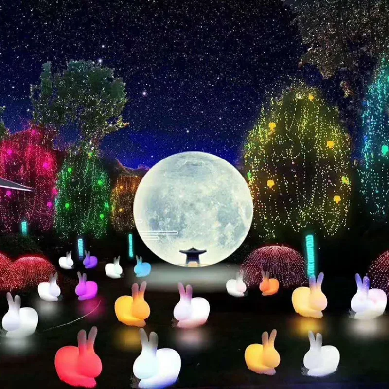 Outdoor Luminous Rabbit Lights Lawn Decoration Lighting Lights Mid-Autumn Festival Lights Set Props Lights 16 Color Dimming LED