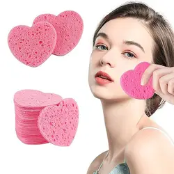 10PCS Makeup Removal Sponge Heart Shaped Cellulose Sponge Cotton Face Washing Cleansing Sponge Cosmetic Puff