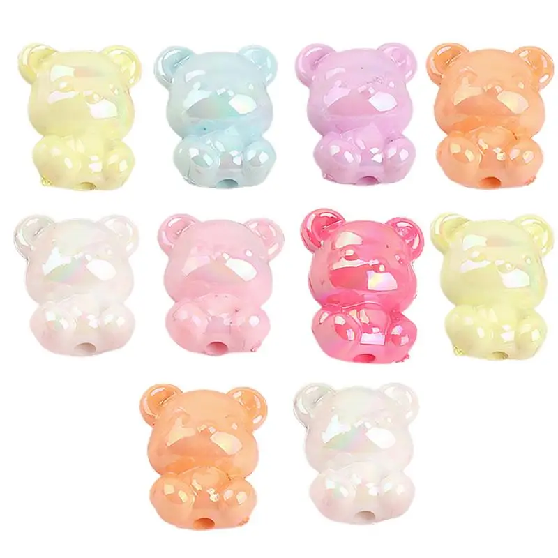 

Gummy Bear Beads With Holes 10 Pcs Mixed Color Gummy Bear With Vertical Hole Candy Bear Beads Spacers For Jewelry Keychains Art