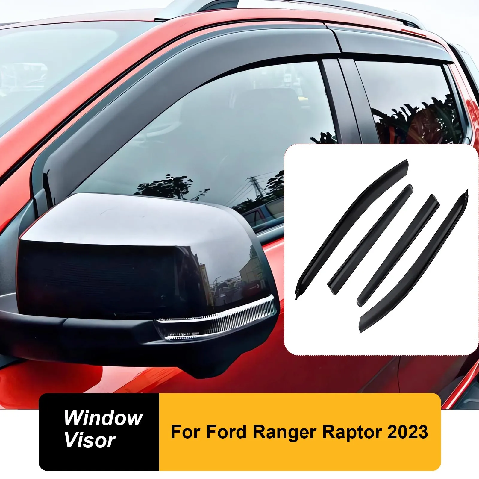 

Car Window Visor Sun Rain Guard For Ford Ranger Raptor 2022 2023 2024 Wind Deflector Weathershields Double Cabin Accessories