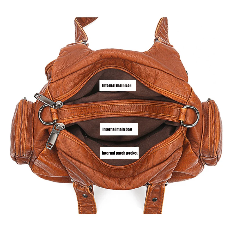 Damen Tasche weiches Leder große Kapazität mehr schicht ige Schulter Umhängetasche Damen Vintage Mode Clash Color Taschen