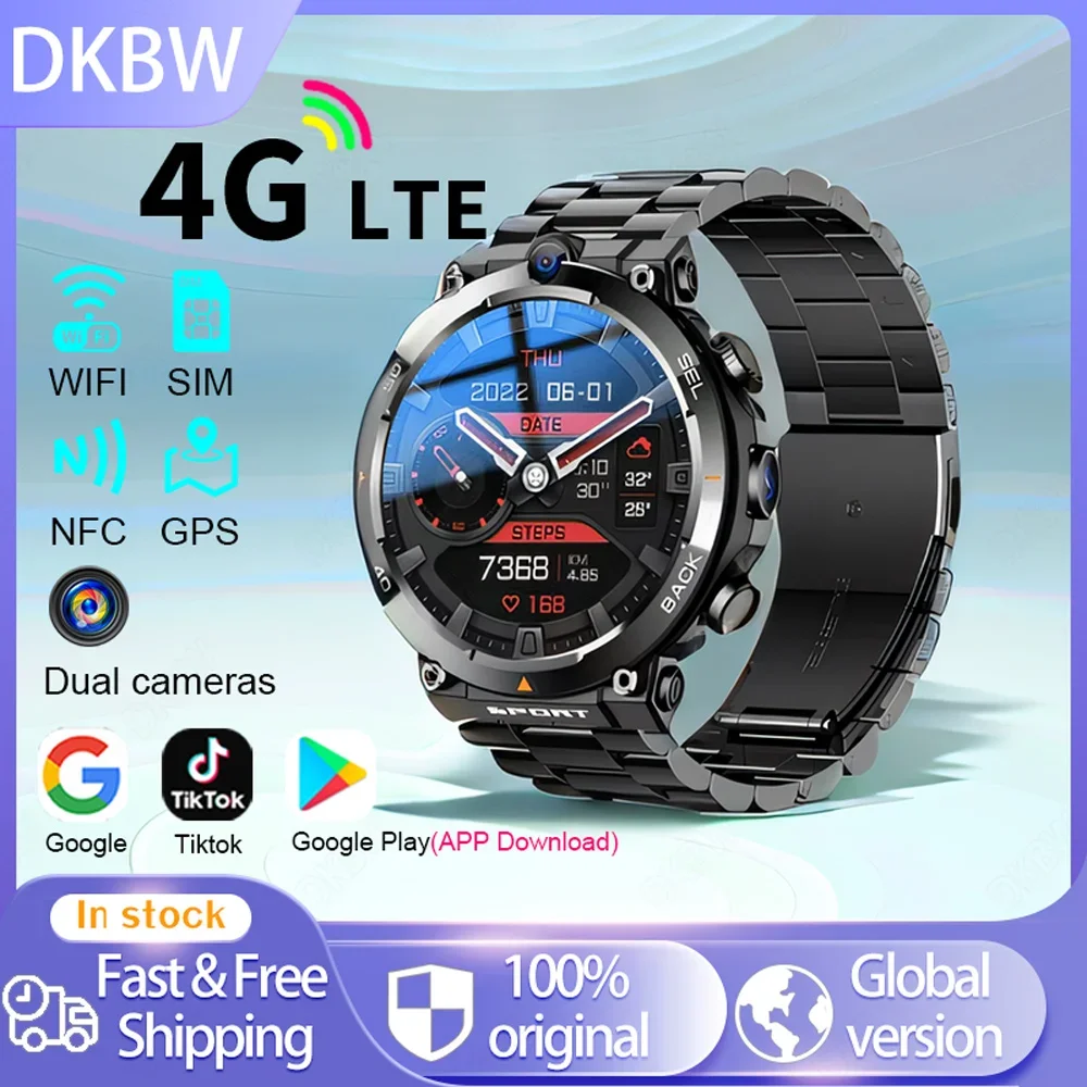 4G Net Smartwatch with GPS That Combines Video Voice and Wi-Fi Call,Messaging,NFC,2 Cameras,Support Sim Card Smart Watch Men