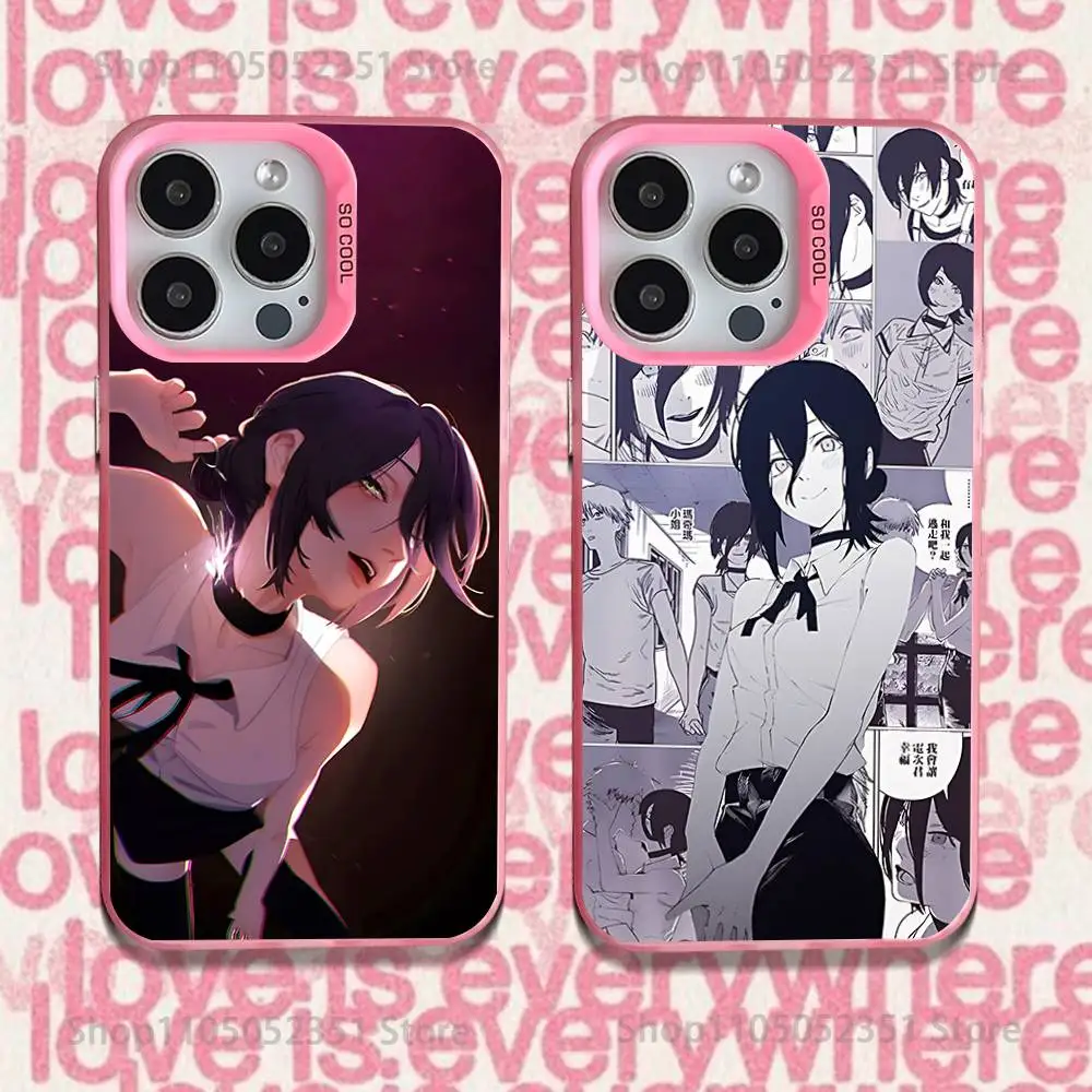 

C-Chain-saw Man Reze Phone Case For iPhone 16,15,14,13,12,11,Pro,XS,Max,Plus,Mini,SE Pink Candy Matte Shockproof Cover
