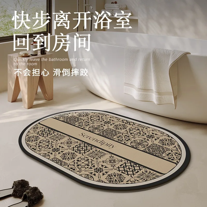 L-5Bathroom anti slip mat, diatomaceous earth absorbent mat, new high-end absorbent anti slip mat for bathroom