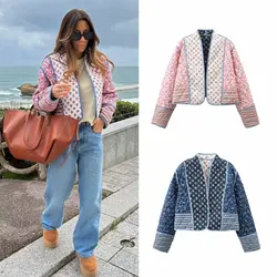 Cross-border European and American clothing AliExpress explosion models reversible printed quilted jacket