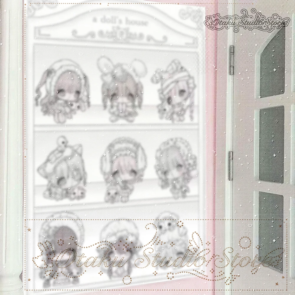 Lolita Doll House Tapestry, Monochrome Sketch Cute Stitched Puppet Girls, しのぶ，Frilled Bonnet Bunny Cat Ear Art Wall Hanging, Sof