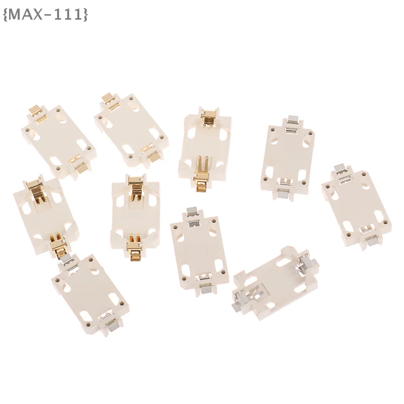 【F2-MAX111】10Pcs White Gold-Plated Button Battery Holder CR2032 CR2025 - SMD BS-6 Socket Cases for Coin Cell Batteries
