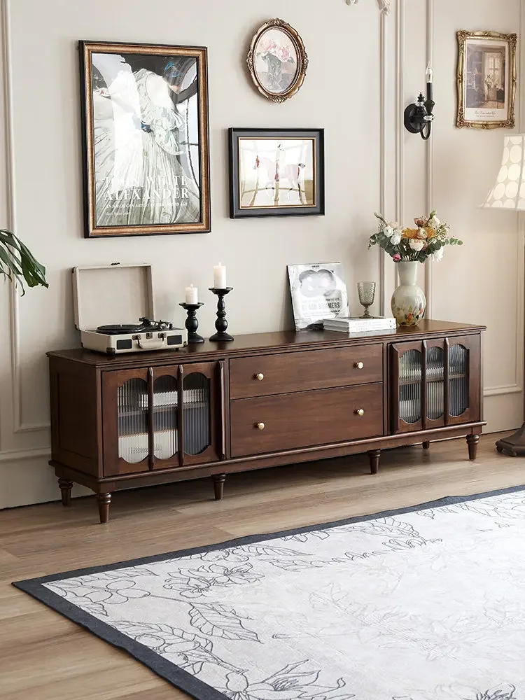 

DSA light luxury retro pure solid wood coffee table TV cabinet combination simple locker full set of furniture