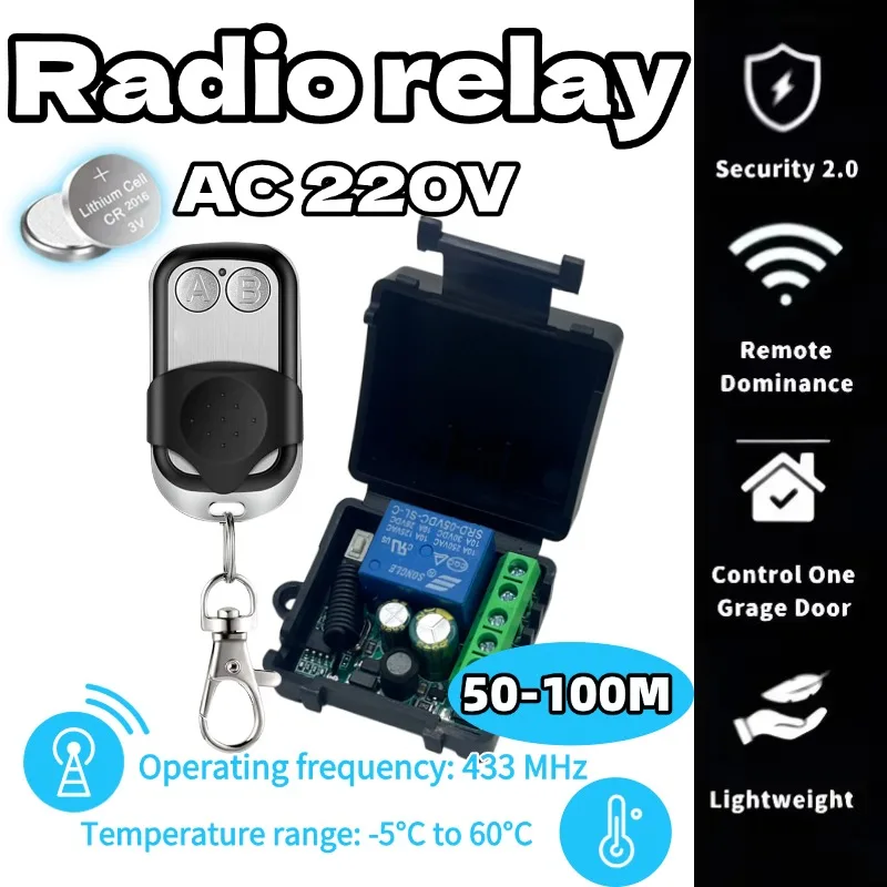 433Mhz Remote Control Switch AC220V 230V SingleCH Mini Modul Multifunction Wireless Remote Control Relay Switch for Garage Door
