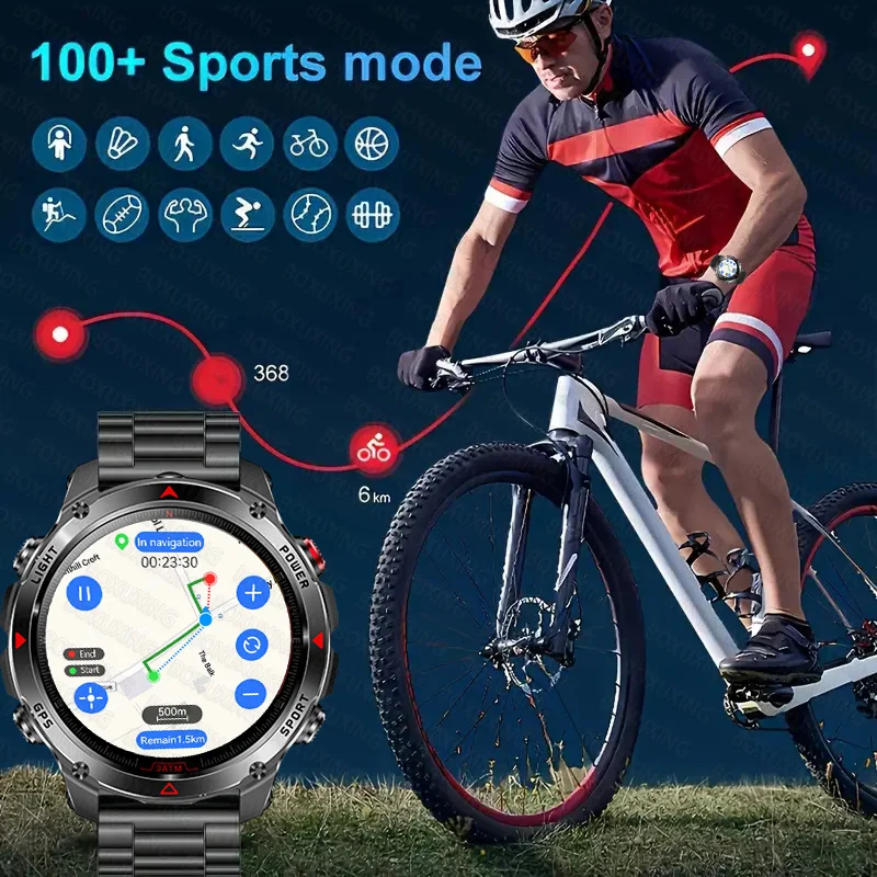 New Military GPS Sports Smart Watch Men Support GNSS Swim 3ATM Waterproof Compass Altimeter BT Call Outdoor Sports Smart Watch