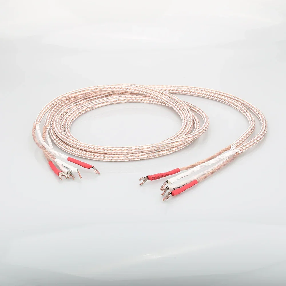 

Pair 12TC Hifi Speaker Cable High Quality Pure OCC Speaker Wire With Spade Plug Audiophile speaker cable