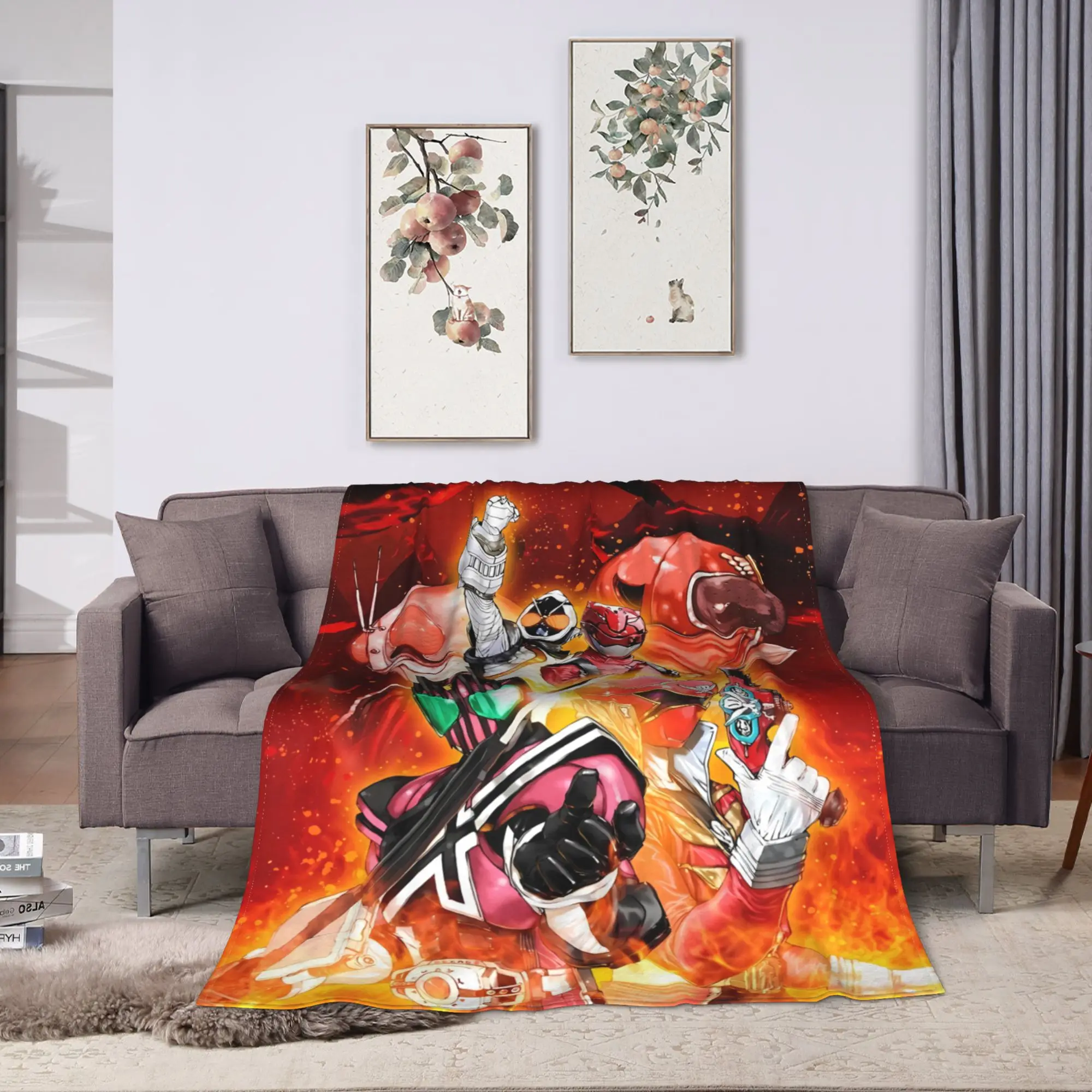 Explosion Battle Art Kamen Rider Soft Warm Blanket Airplane Plush Bedding Throws Couch Chair Flannel Bedspread Sofa Bed Cover