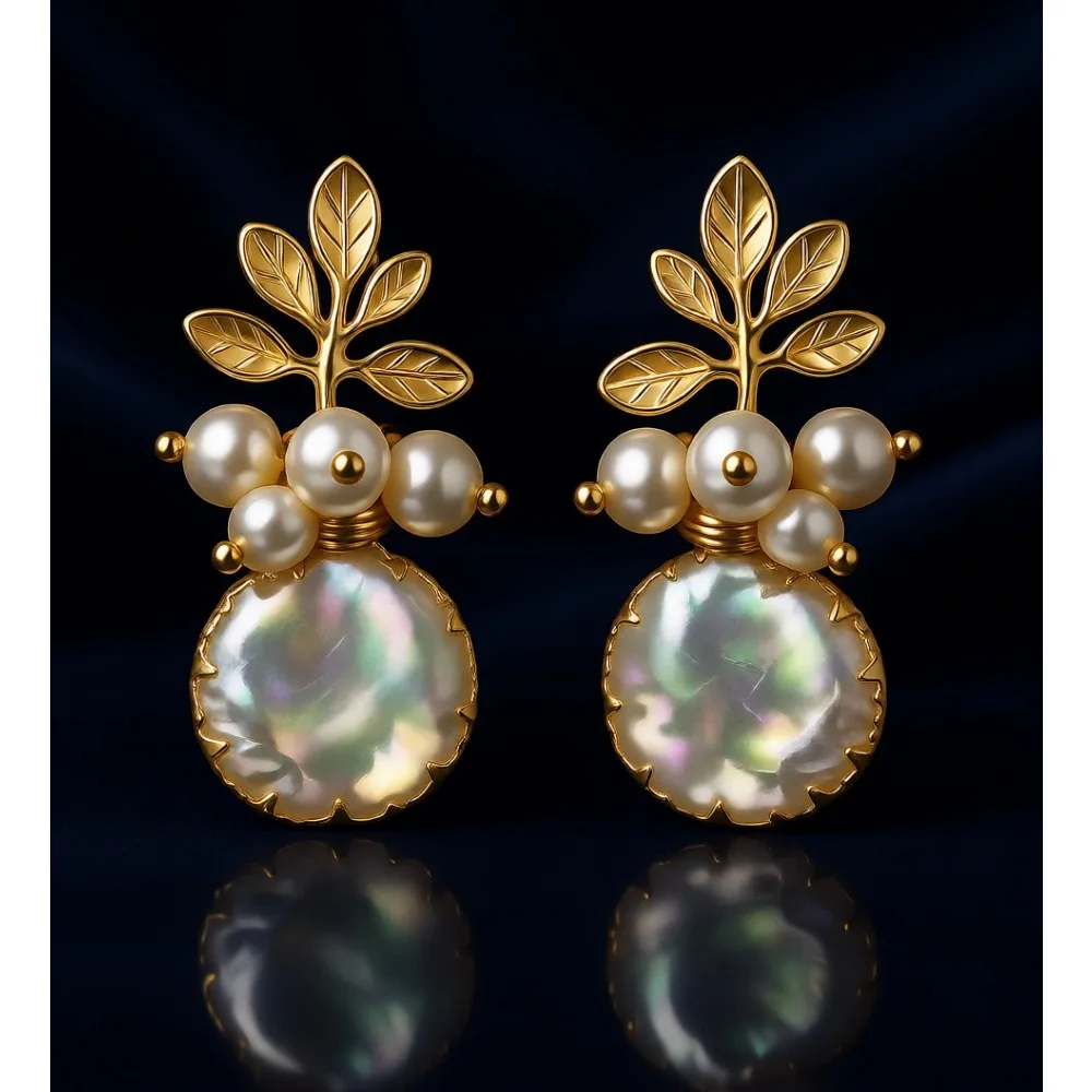 

Серьги-подвески из 18-каратного золота с белым жемчугом в стиле барокко, ручной работы, из пресноводного жемчуга, свадебные украшения для подружек невесты