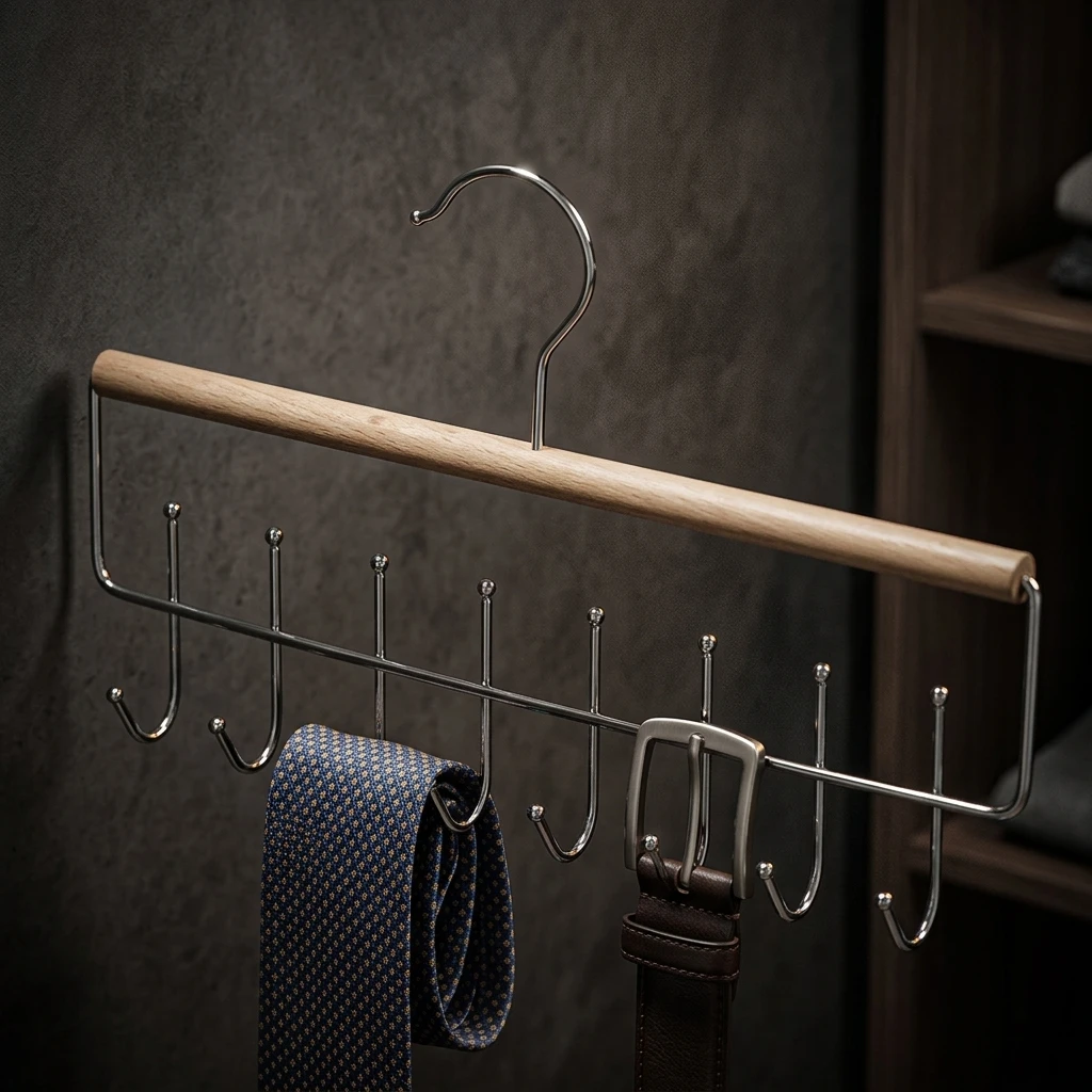 Premium Clothing Rack Belt Organizer with Non Slip Advanced Durable Wood Professional Closet Storage Enhanced Space Saving For