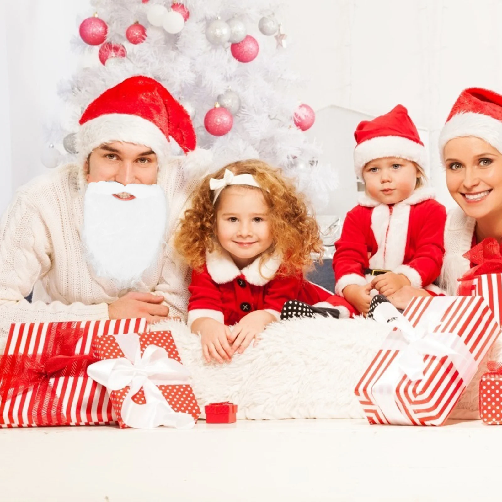 10pcs Performance Props Beards Super Large Dense Santa Faux Beard For Christmas Party Cosplay Carnival Reusable Fake Beard