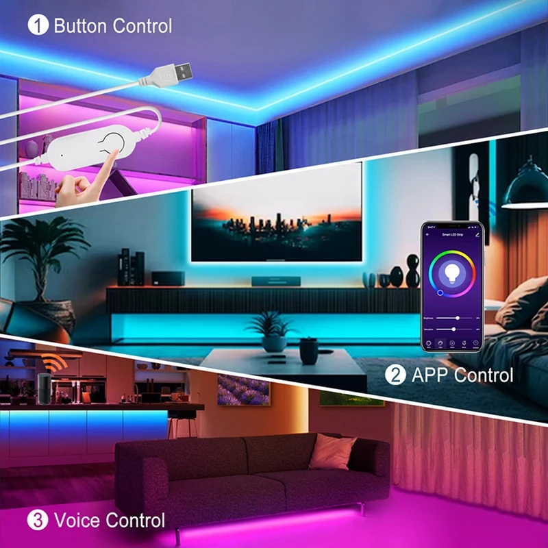 Tuya-LEDストリップライトコントローラー,wifi,dc5v,usb,調光器,タイマーモード,2835, 5050,スマートライフアプリ
