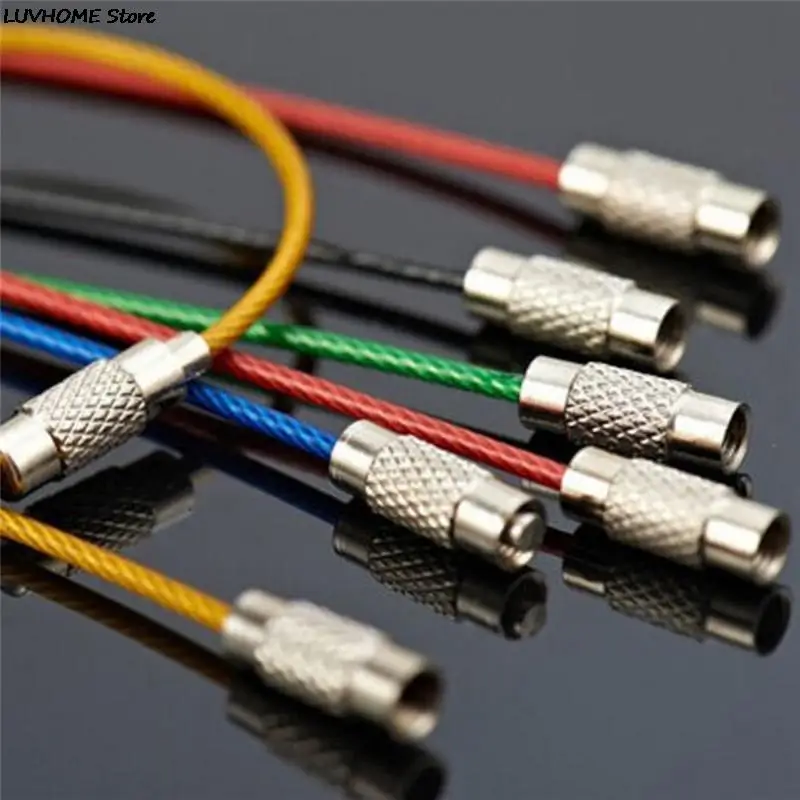 5pcs Or 10pcs Keychain Tag Rope Stainless Steel Wire Cable Loop Screw Lock Gadget Ring Key Keyring Circle Camp Hanging Tool