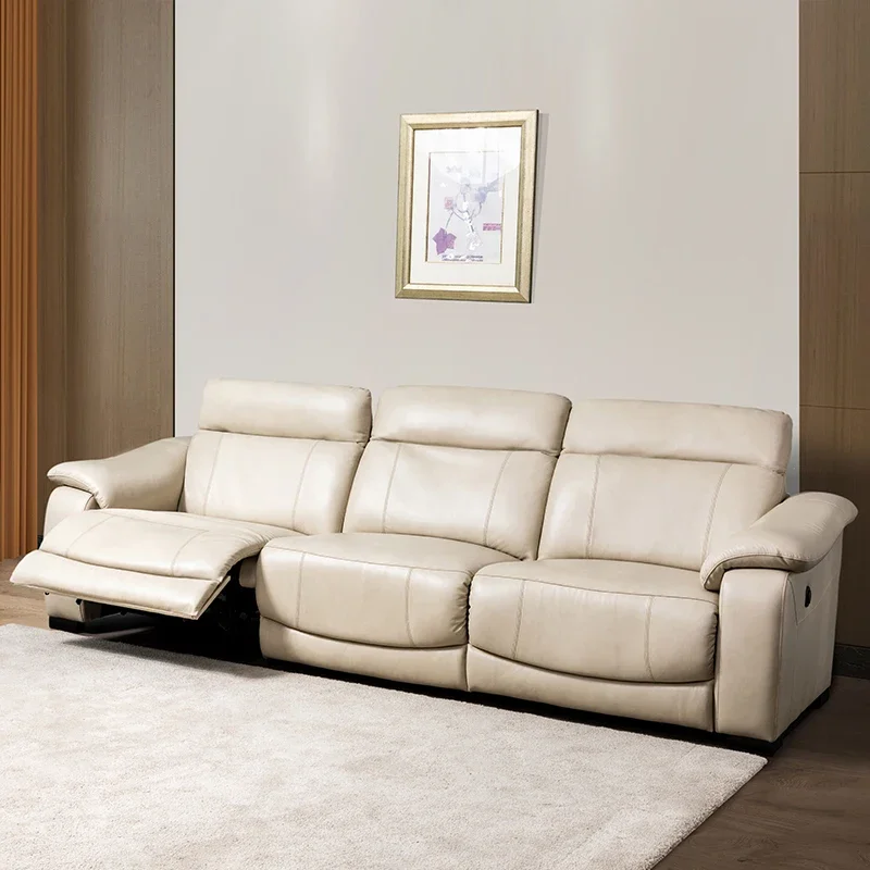 

Modern Luxury Living Room Sofa Furniture Genuine Leather Couch Electric Automatic Recliner Sofa 3 Seater