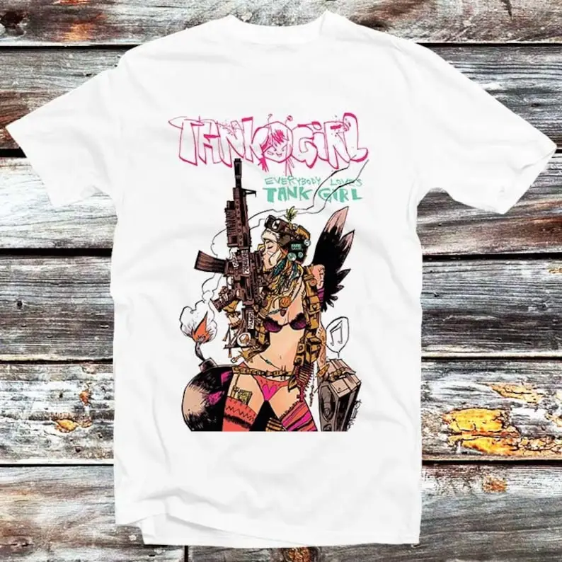 Top de Anime Unisex Cartoon, Homens e Mulheres, Vintage, Retro, Legal, Exército, Não Surfar, Tank Girl, Exército, Presente, B273