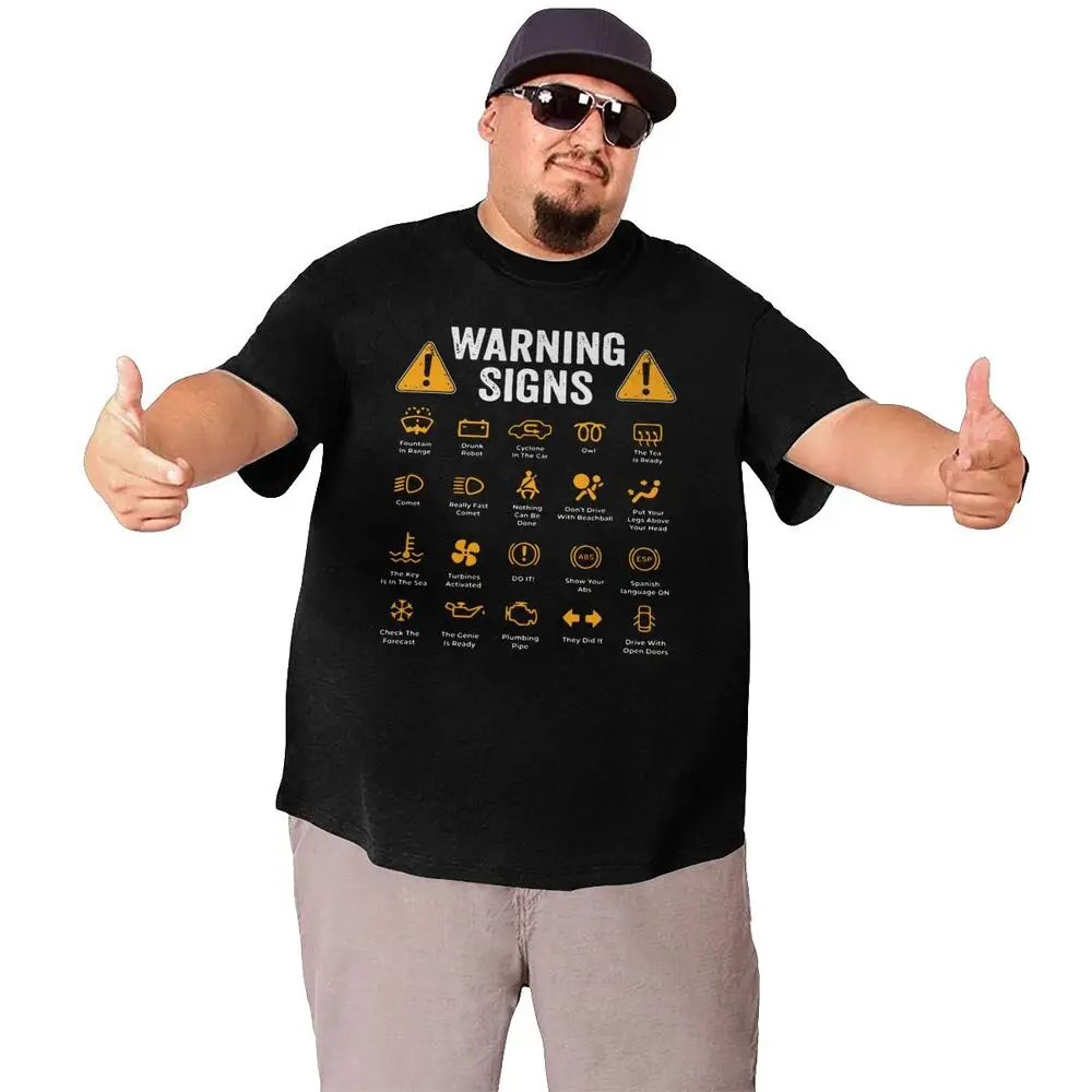 Driving Warning Signs 101 Auto Mechanic Driver  T Shirts Men Cotton T-Shirt Big Tall Tee Shirt Clothes Oversized 4XL 5XL 6XL