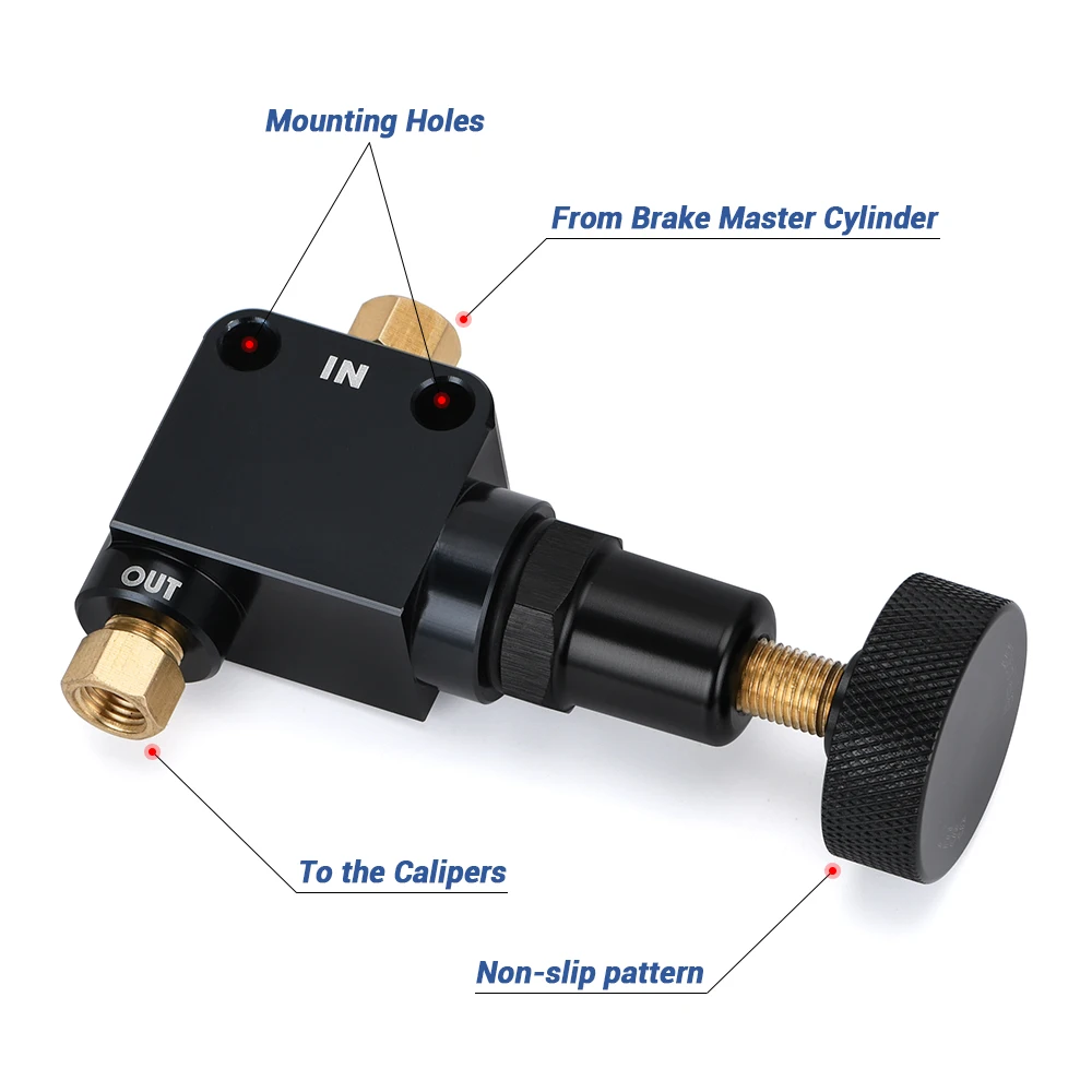 LIZHI - Brake Bias Proportioning Valve Pressure Regulator For Brake Adjustment 1/8-27 NPT Pressure Regulator Screw Knob Type