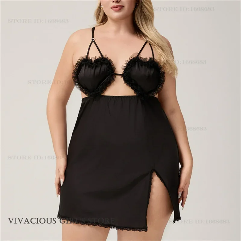 

Sexy Lace Intimate Lingerie Women's Nightgown Underwear Oversize Homewear Chemise Sleepwear Backless Hollow Out Night Dress