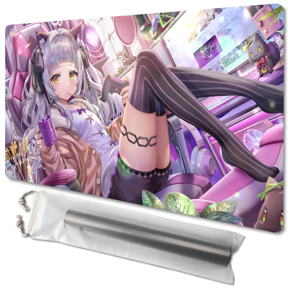 موراساكي شيون لوحة ماوس ألعاب كبيرة ، لوحة ماوس هولوليف VTuber ، قفل ، لوحة مفاتيح كمبيوتر ، حصيرة طاولة