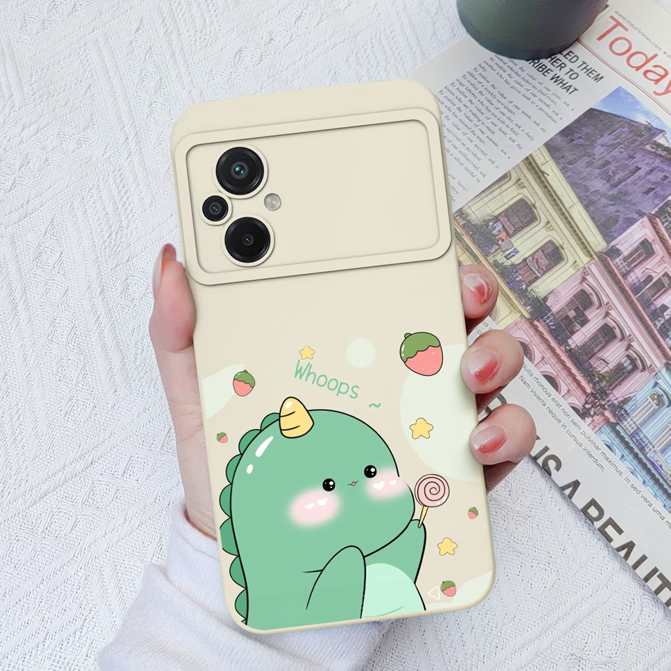 Phone Case For Xiaomi Poco M5 Camera Protection Soft Silicone Cover Cute Dinosaur Cases For Xiaomi PocoM5 Funda Capa 6.58 inches