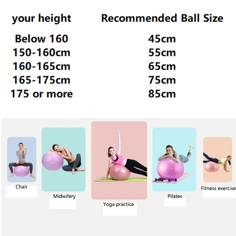 Multifunctional Pvc Explosion-proof Yoga Ball Smooth Surface Fitness Relaxation Ball Weight Loss Midwifery Elastic Big Ball