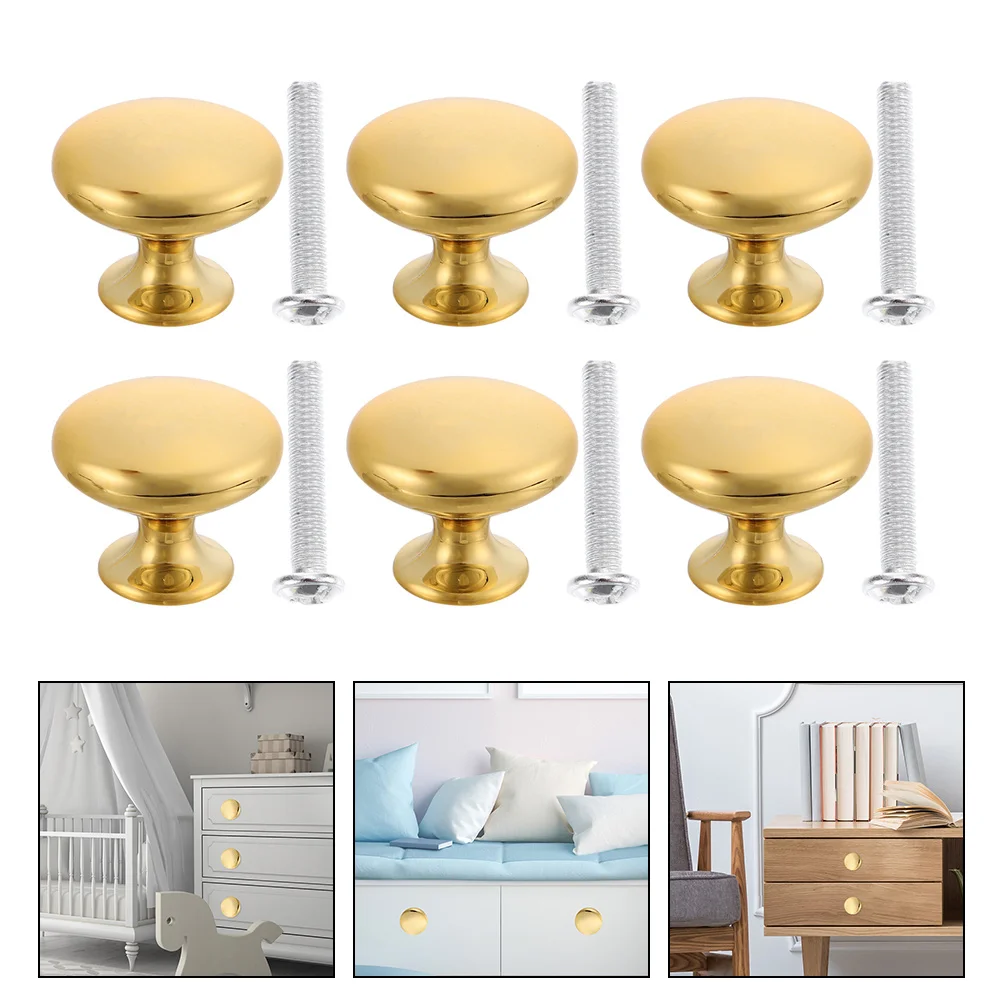 6 Pcs Cabinet Handle Door Knobs Hardware Gold Drawer Pulls Brushed Metal Chrome