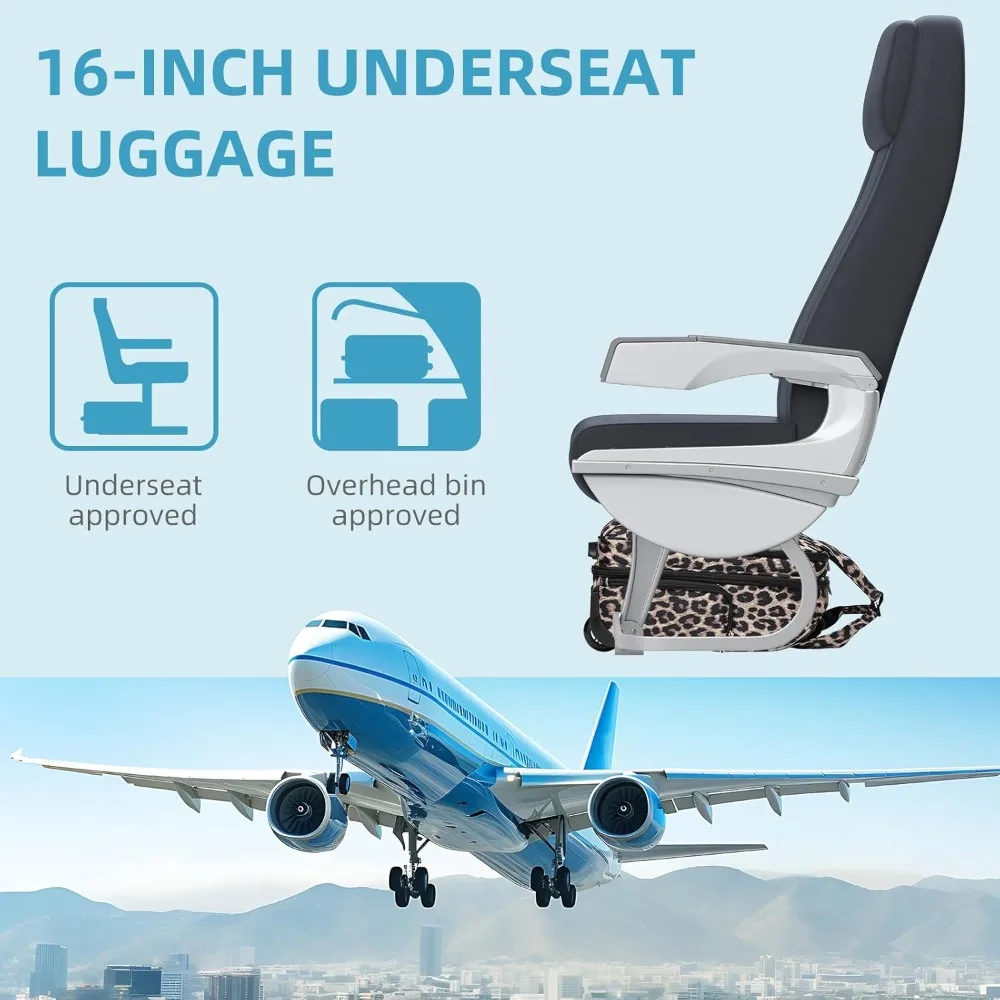 LARVENDER Bagaż podręczny na kółkach, miękki, 16-calowy, do przechowywania pod siedzeniem, lekka walizka podróżna na noc dla mężczyzn i kobiet