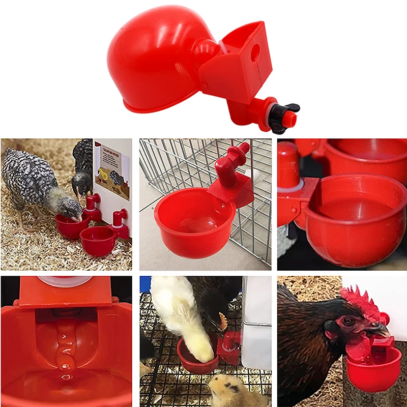 10 Pcs Automatic Poultry Drinker Bowl Chicken Bird Water Cups Duck Drinking Machine Hanging Drinking Bowls Water Dispenser