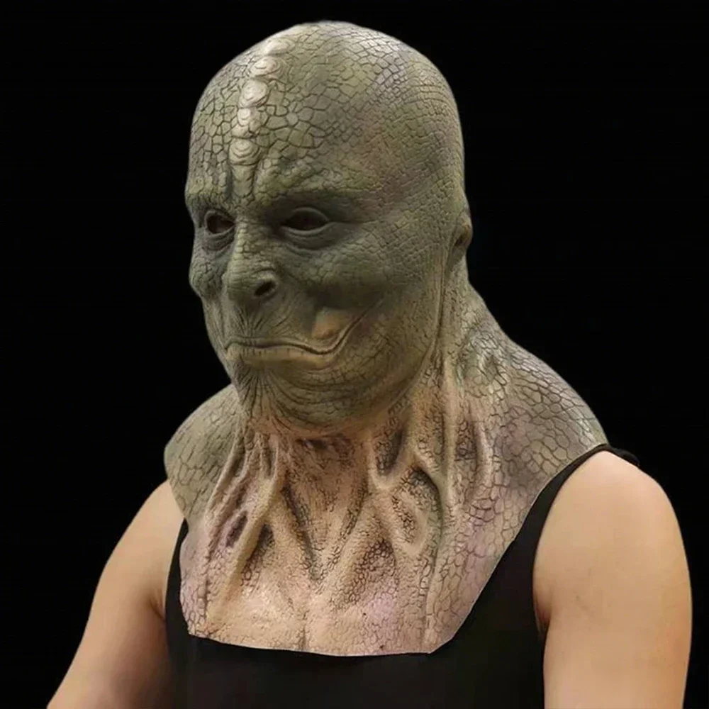 قناع الهالوين المخيف Lmet زي الدعامة كرنفال ThemCreepy لعب الأدوار الحيوان السحلية رجل مخيف مخيف كامل الوجه حفلة كعوب #3