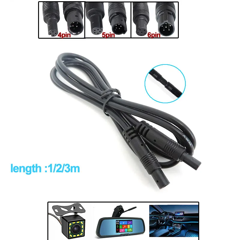 4pin 5pin 6pin Male to Female Cord Car Vehicle DVR Camera Extension connector Cables HD Monitor Rear View Camera Wire A7