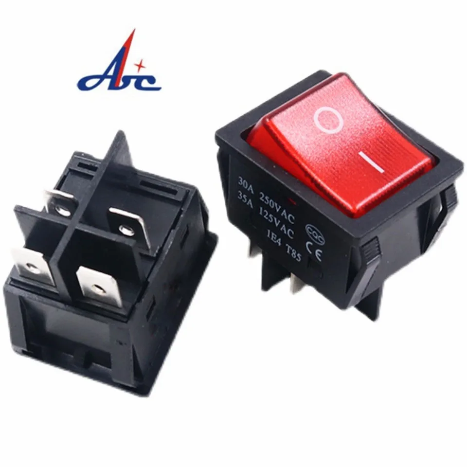 KCD4-201 ON OFF  30A/250V 16A/250V Heavy Duty 4 Pin T85 Rocker Switch with Light 12V 24V 110V 220V 380V