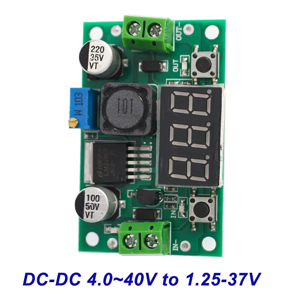 Módulo convertidor Buck ajustable LM2596 de 4-40V a 1,25-37V con pantalla LED Módulo Buck Módulo regulador de voltaje CC ajustable