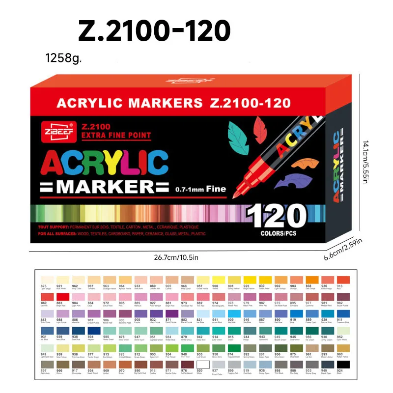 120 colors Acrylic Markers Set in a box Marker Pen Artist Rock professional Painting Glass Ceramic Fabric school Drawing Making