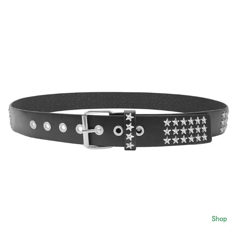 Dropship Popular Western Belt for Women Girl Star Rivet Waist Belt for Dress Pants Hiphop Decorative Belt Cool Punk Waistband