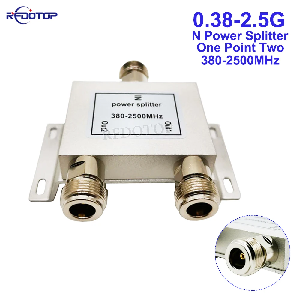 1Pcs N Female Connector 1 to 2 Connector radio frequency divider 380MHZ-2500MHz 2.4G 5.8G one point two power Splitter