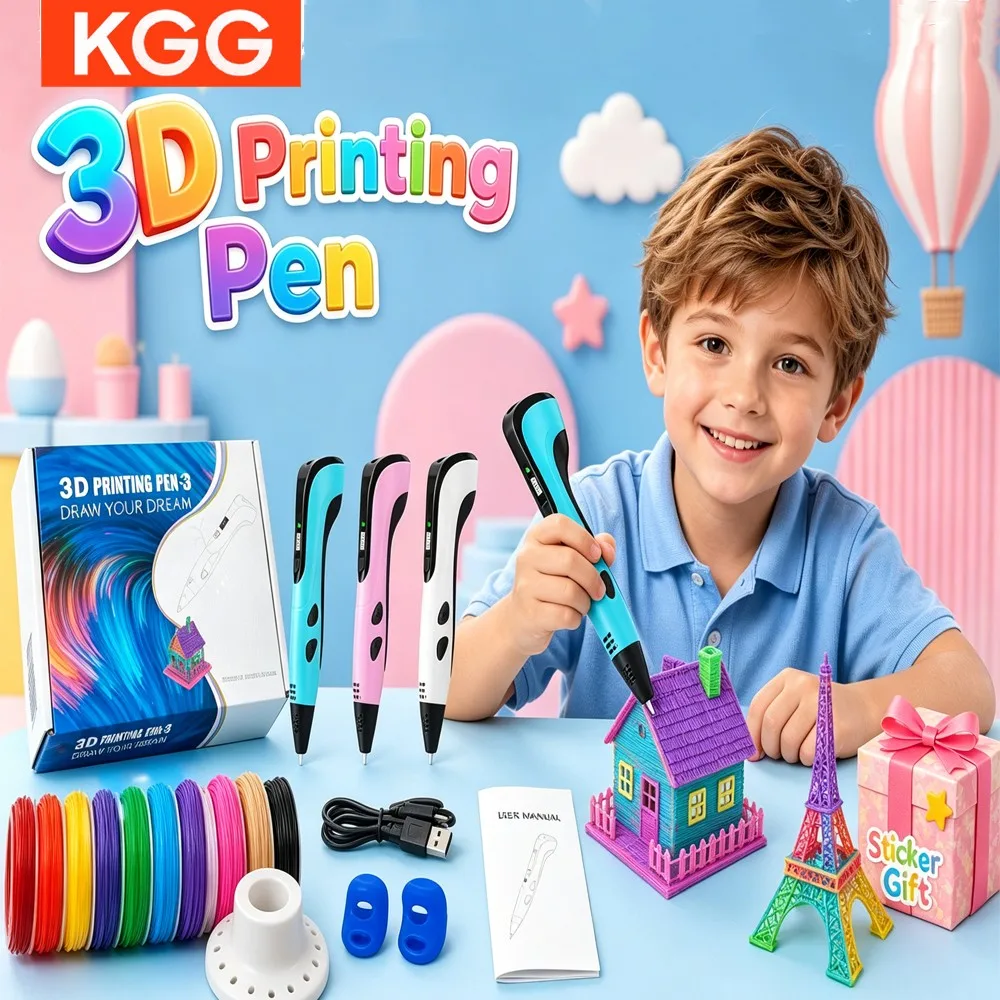 Kids 3D Printing Drawing Pen with 40 Colors PLA Filaments, DIY Educational Craft Christmas Birthday Gifts for Boys and Girls