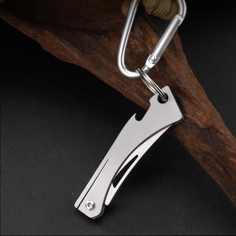 Mini Folding Knife Corkscrew Titanium alloy Knife Portable Pocket Knife Knife-edge Fruit Knife EDC Portable Emergency Tool