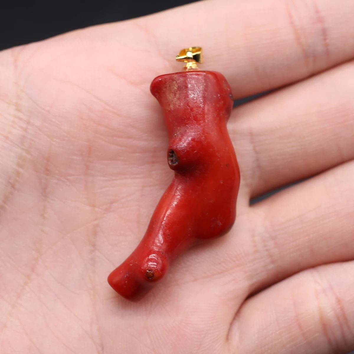 1PC Natural Sea Bamboo Red Coral Pendant Irregular Branch Polishing Handwork Red Coral Charms for Jewelry Making DIY Necklaces