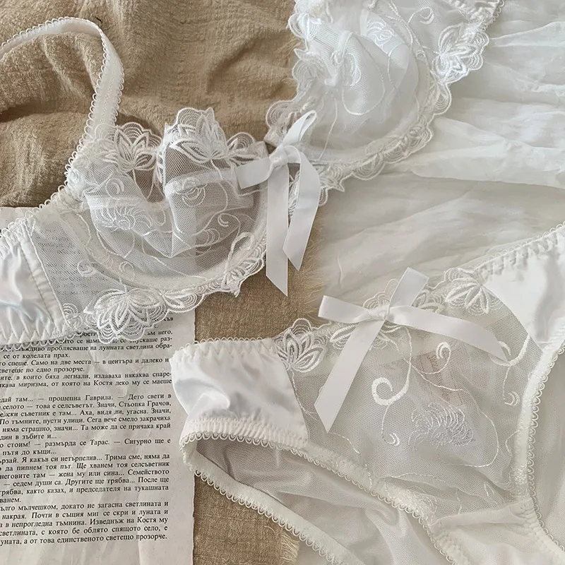 Transparentes, nicht gepolstertes Bralette für kleine Brüste, ultradünner, verstellbarer Spitzen-BH, sexy Neckholder-Dessous-Set für Frauen BANERDANNI