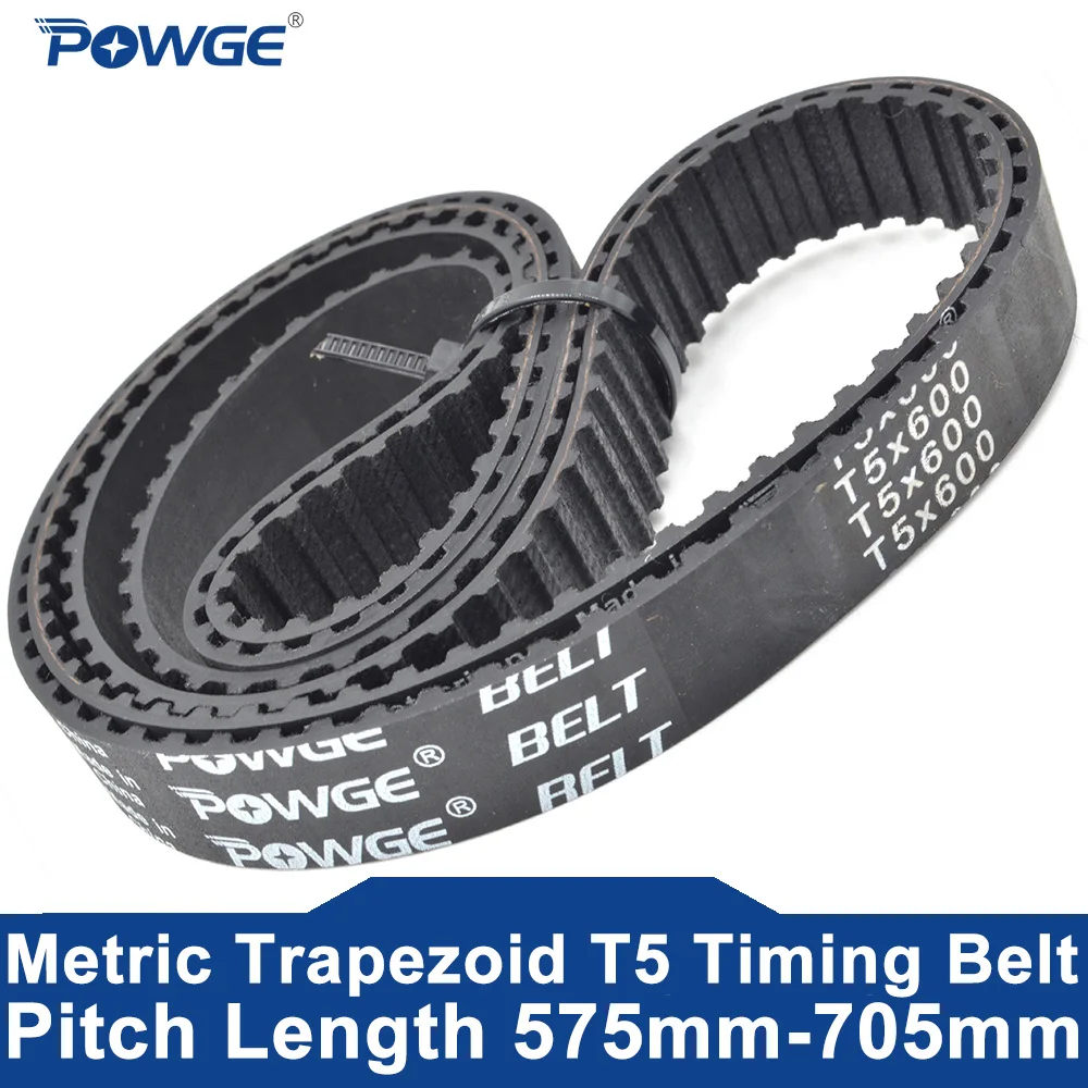 

POWGE 2PCS T5 Timing belt Lp=575 580 585 590 600 610 615 620 625 630 635 640 645 650 660 675 690 695 700 705 Width 6-50mm Rubber