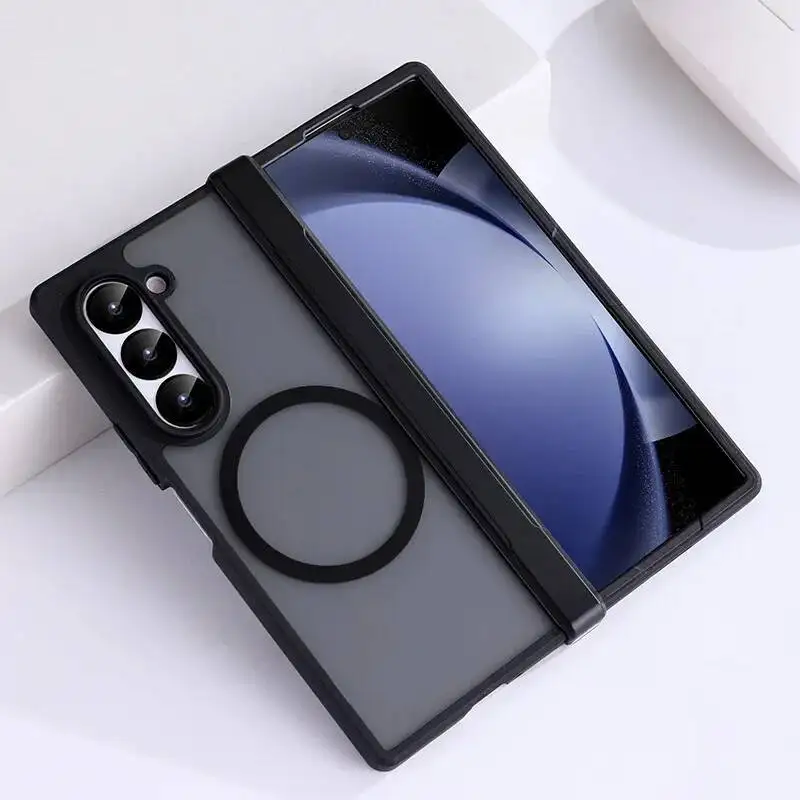 

For Samsung Galaxy Z Fold 7 6 4 5 Magsafe Case Transparent Hinge Folding Shockproof Magnetic Wireless Charging Cover Accessories