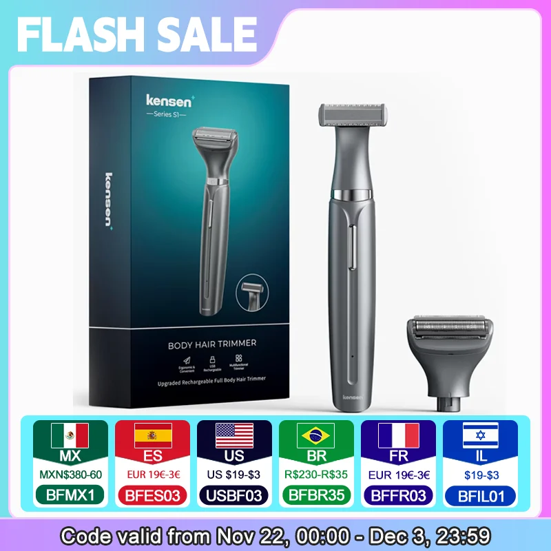 KENSEN S1 Electric Shaver Body Hair Trimmer for Men 2 in 1 Professional Shaver Razor Nose Hair Beard Trimmer Shave Razor MEG-578