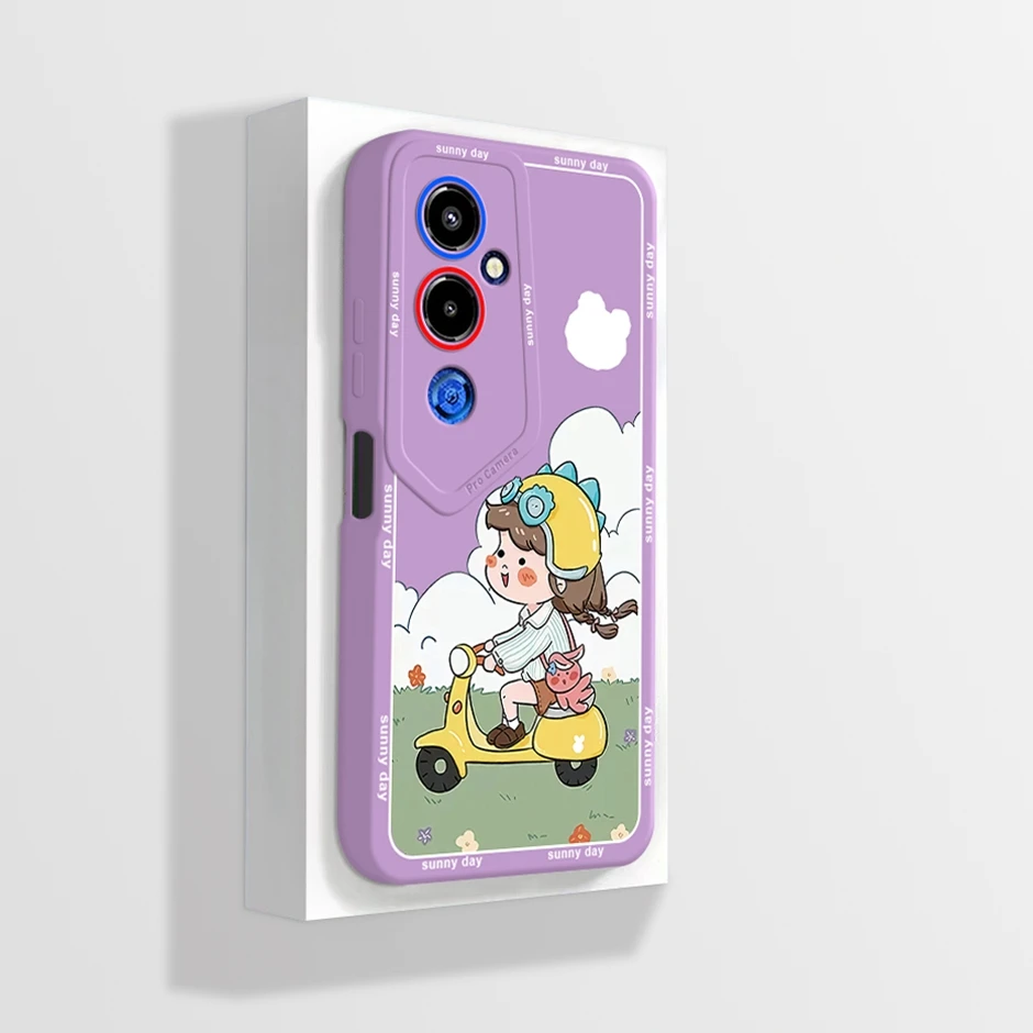For Tecno Pova 4 Pro Case LG8n Soft Silicone Straight Edge Cute Panda Phone Cover Bumper for Tecno Pova 4 Pova4 Pro 4pro Cases