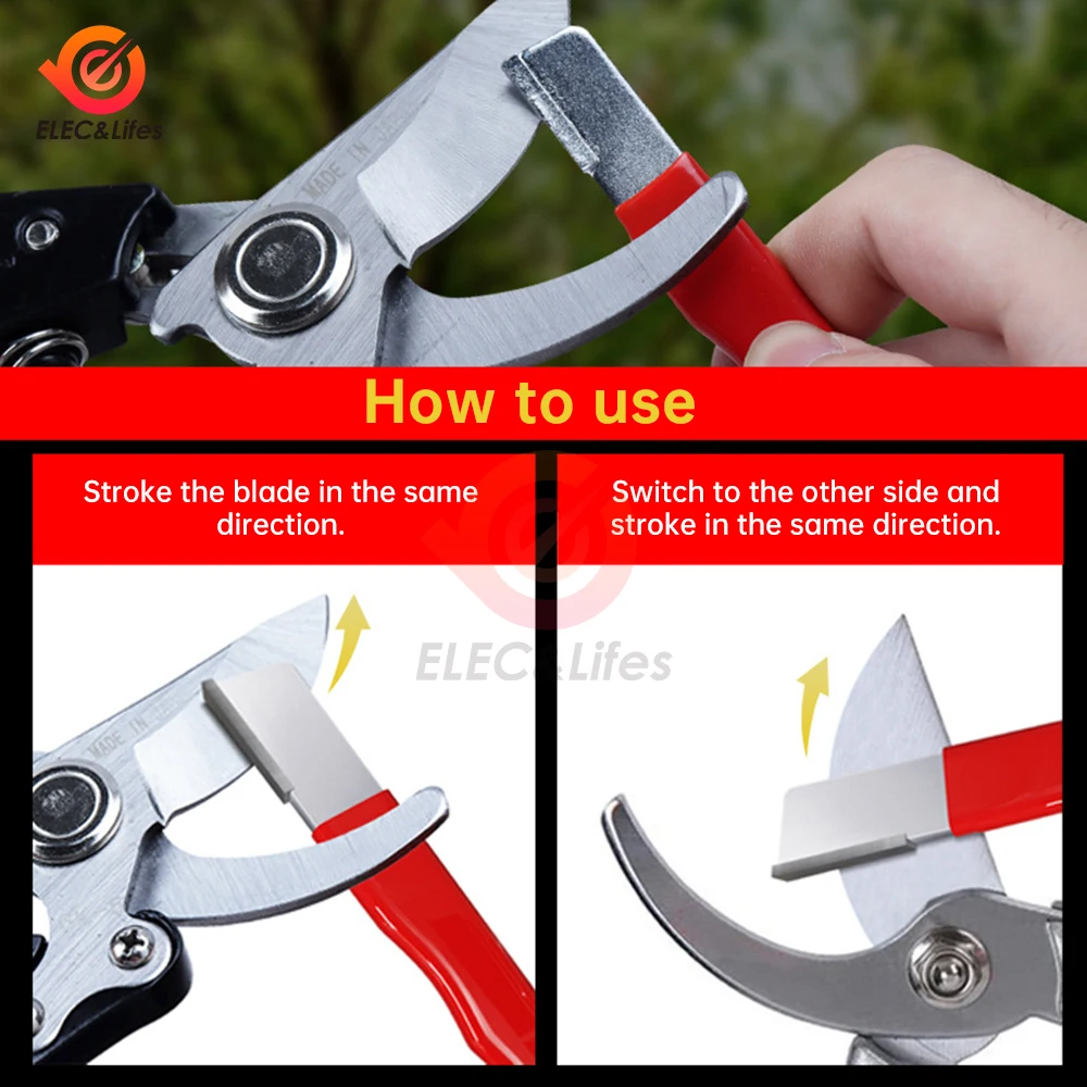 2Pcs Metal Knife Pruning Sharpening Stone Handheld Garden Shear Scissors Sharpener Mini Portable Knife Sharpener Grindstone