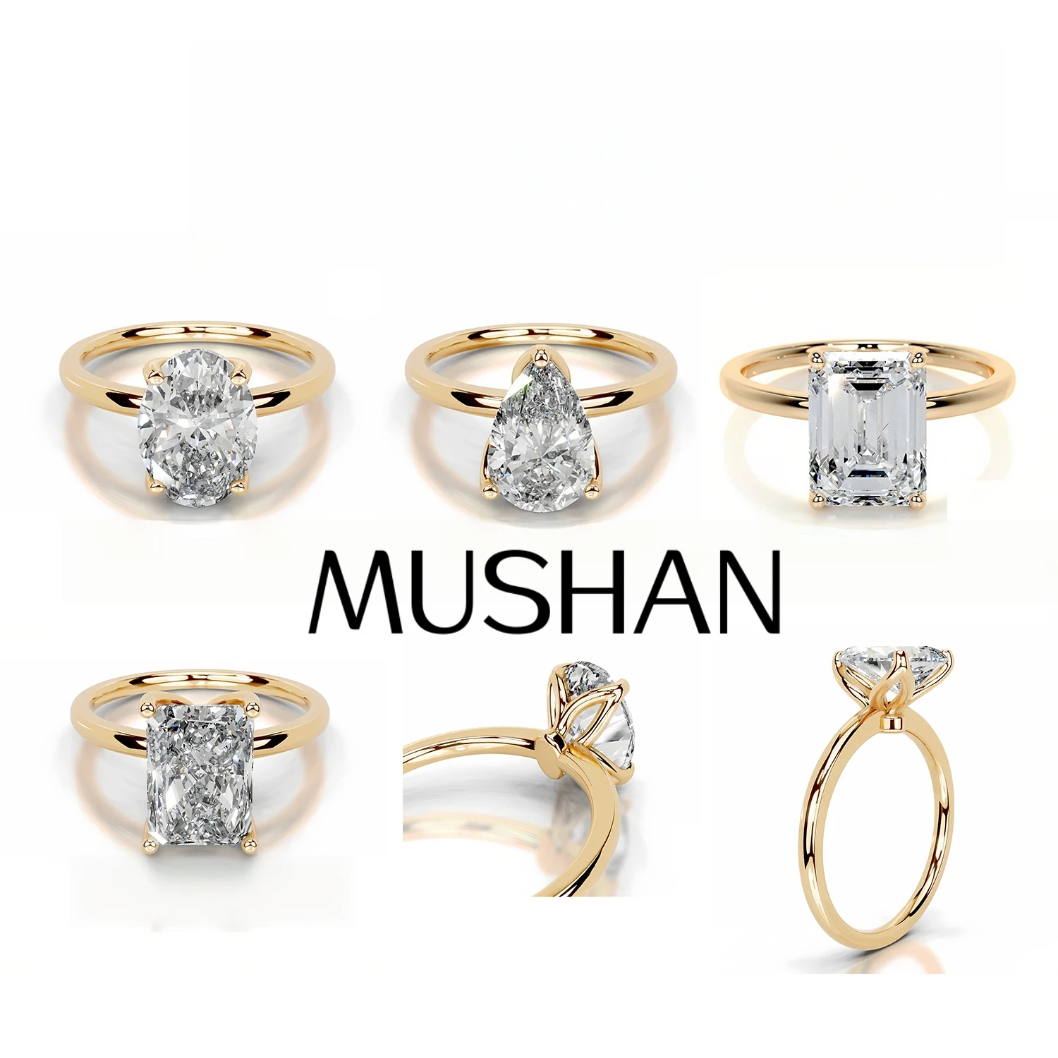 

MuShan Luxury Jewelry 925 Sterling Silver Ring Moissanite Office Ring for Lover 18K Real Gold Plated MST Patent Fine Rings