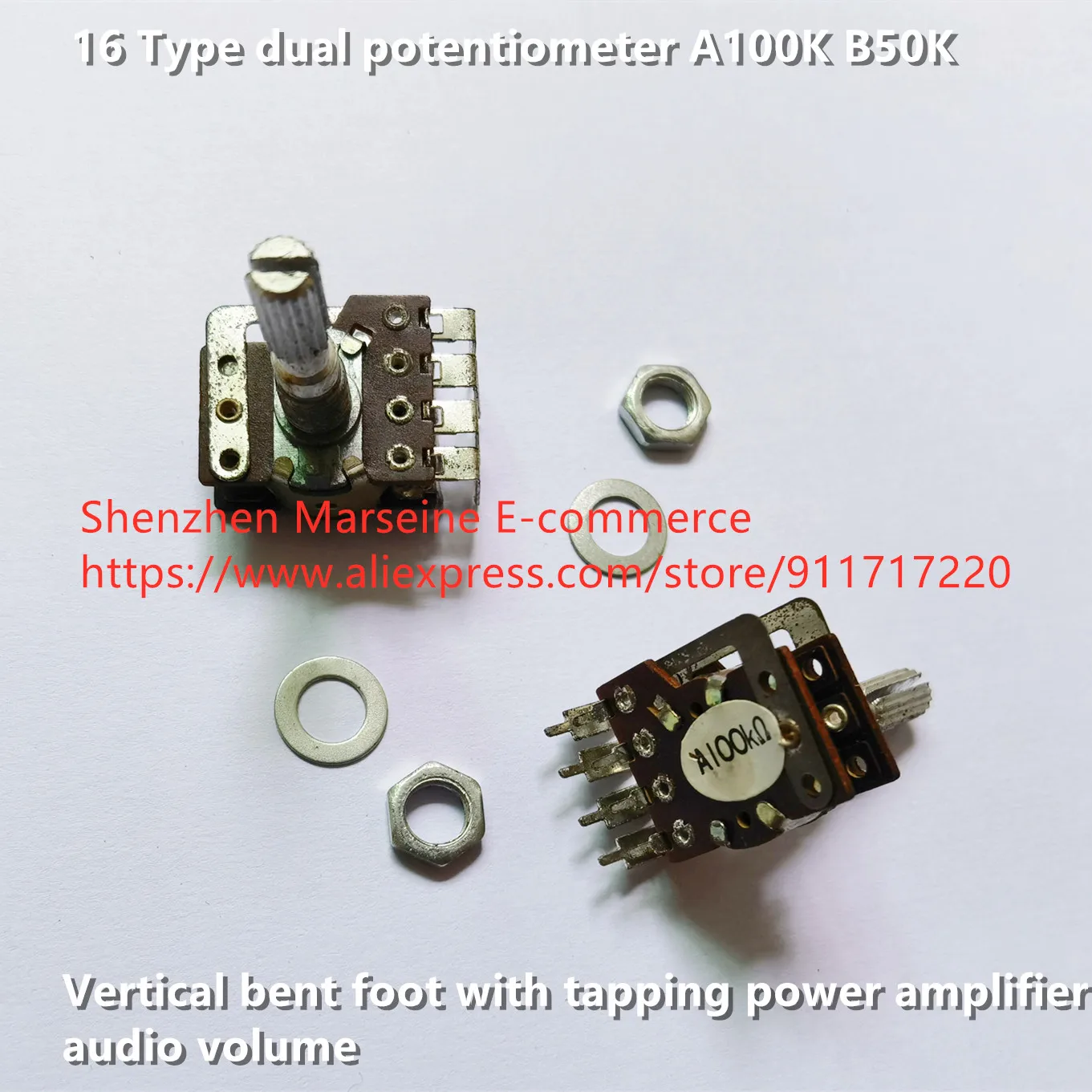 

Hot spot 16 Type dual potentiometer A100K B50K vertical bent foot with tapping power amplifier audio volume (SWITCH)
